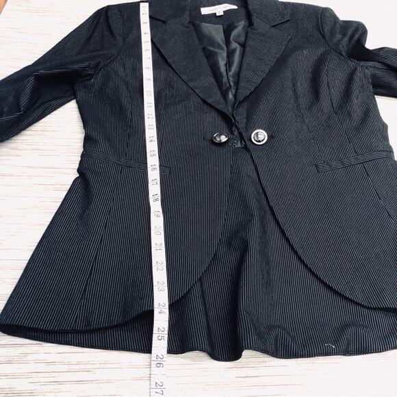 Harve Benard Office Siren Y2k Black White Pin Stripe 2 Piece Suit Blazer Skirt - Picture 10 of 16